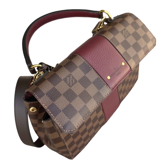 Louis Vuitton Bond Street Top Handle Bag Damier Burgundy Leather MM Brown - Picture 2 of 11